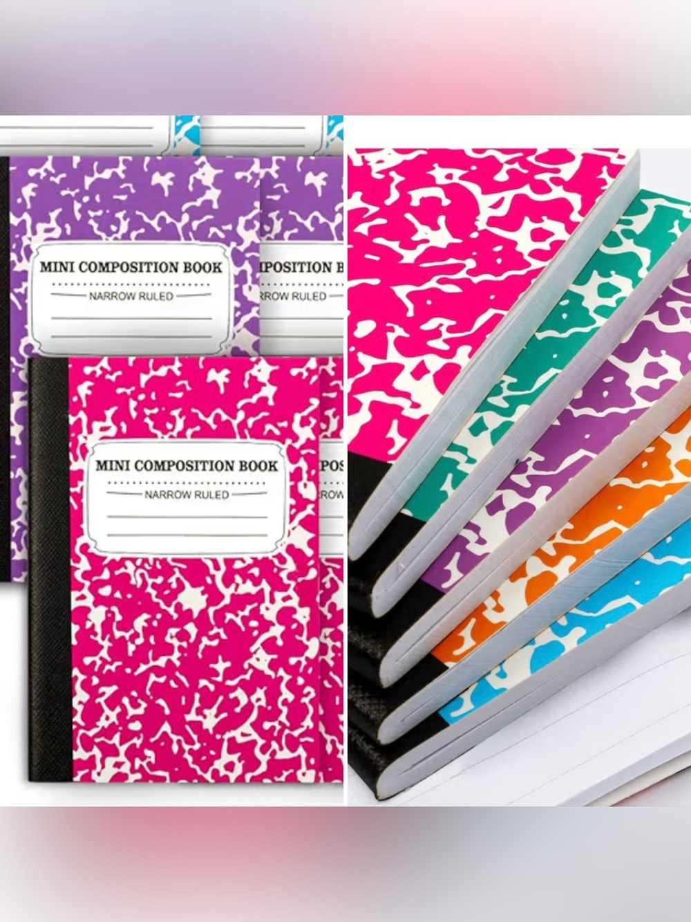 5 Mini Composition Notebooks Set - Assorted Bright Colors